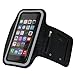 iPhone 5/5S/5c SE Running & Exercise Armband with Key Holder & Reflective Band | Also Fits iPhone 4/4S (Jet Black)