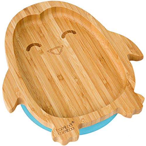 bamboo-bamboo-Baby-Toddler-Penguin-Suction-Plate-Stay-Put-Feeding-Plate-Natural-Bamboo-Blue