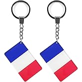 QQSD France Flag Keychain French Key Ring, 2 Pack