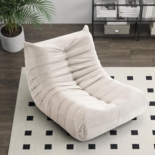 XH.Easy Go Bean Bag Chair for Adults, Togo Lounge Chair with Memory Foam Filling, Giant Bean Bag Sofa, Boneless Floor Chair for Living Room, Bedroom & Gaming Room, Ivory