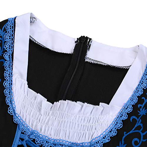 Women Oktoberfest Costume Girl Bavarian German Dirndl Maiden Dress Carnival Halloween Cosplay Party Waitress Clothes (M, Blue)