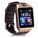 Pandaoo Smart Watch Mobile Phone DZ09 Unlocked Universal GSM Bluetooth 4.0 Music Player Camera Calendar Stopwatch Sync with Android Smartphones(Bronze)