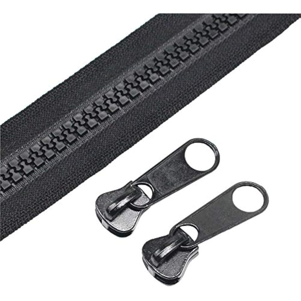 10 Large Plastic Zipper By The Yard Bulk Black 5 Yards With 10pcs Long