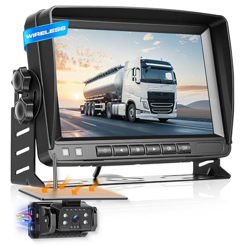 Rimoody WiFi Solaire Caméra de Recul sans Fil Caméra de Recul Magnétique avec Batterie 10000mAh & Recharge Type C, 7 Pouces IPS Écran IP69 Étanche Vision Nocturne pour Camion/Bus/Caravane/Camping Car