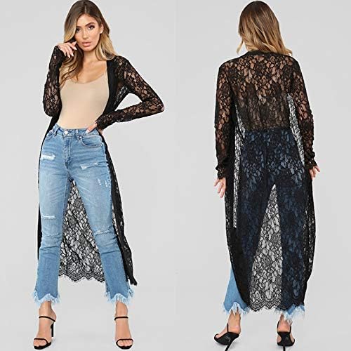 GORGLITTER Women's Floral Embroidered Sweaters - Lightweight Crochet Knit Long Sleeve Tops