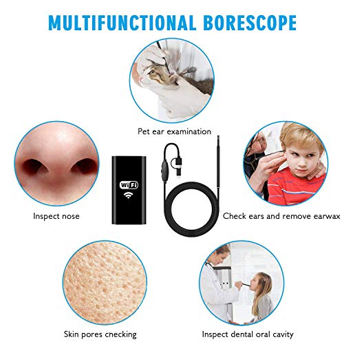 Ear Otoscope, VSATEN Wireless WiFi Otoscope 3 in 1 1.3 MP Digital Ear Inspection Camera Earwax Cleaning Tool with 6 Adjustable LEDs for iPhone & iPad, Android Devices, Windows & MAC PC Computer