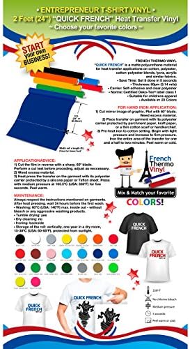 ENTREPRENEUR T-SHIRT VINYL: (2 sheet 12"x15") French Thermo Vinyl “QUICK FRENCH” (Heat Transfer Vinyl) - Color: GOLD
