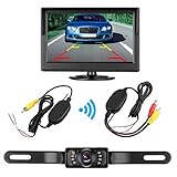 DohonesBest Wireless Backup Camera and Monitor Kit for Car / Vehicle / Pickup / SUV / Truck / Van License Plate Camera 5 Display,7 LED IR Night vision Waterproof ,Reverse Guide Lines