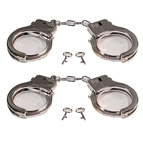 TukTek Kids First Set of 2 Toy Handcuffs for Pretend Police Cops & Robbers Play for Boys & Girls