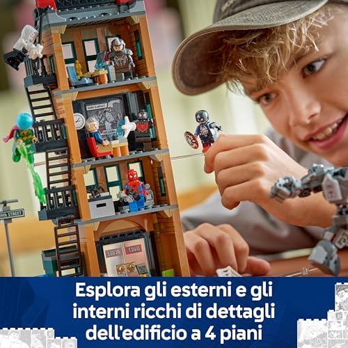 | Marvel Spider-Man vs. Mysterio: il Daily Bugle - Giocattolo dei Supereroi con Action Figure Mech e 7 Minifigure - Regalo di Compleanno per Bambini da 10 Anni in Su e Fan dei Film - 76342
