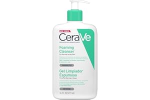 CeraVe Gel Limpiador Espumoso Facial para Piel Mixta a Grasa con Ceramidas Esenciales, Niacinamida y Ácido Hialurónico, 473 ml, 1 Unidad