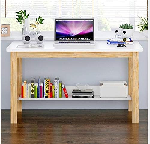 47-Inch Computer Desk, Modern Sturdy Simple Office Desk Study Writing Desk Solid Wood Table for Home Office, White
