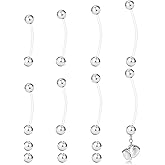 Hoeudjo Pregnancy Belly Rings Maternity Belly Button Rings Plastic Long Bar Navel Ring for Maternity Sport Pregnant Women Different Bar Length 18/32/35/38mm Ball Size 5mm