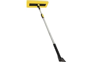 Snow Joe SJBLZD-PRX 2-in-1 Telescoping Snow Broom & Ice Scraper — Pivoting Foam Head, Extendable Handle for Cars, Trucks & SUVs — Lightweight, Non-Scratch, Vehicle-Safe Winter Snow Removal Tool