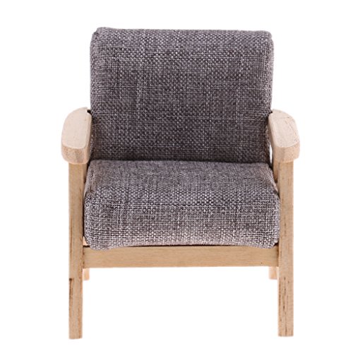 Dolity Single Sofa Chair Miniature Set 1:12 Scale Dollhouse Furniture Model Toy