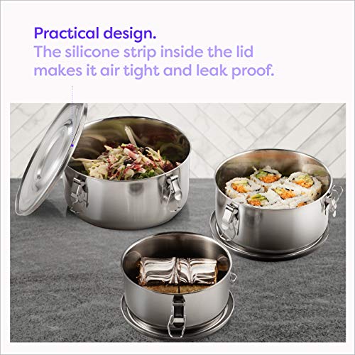 KLEE UTENSILS Stainless Steel Food Storage Containers with Lids 304 Stainless Steel Airtight