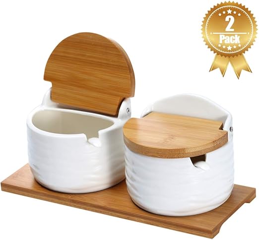 Amazon Com Ceramic Sugar Bowl With Lids And Spoons Porcelain