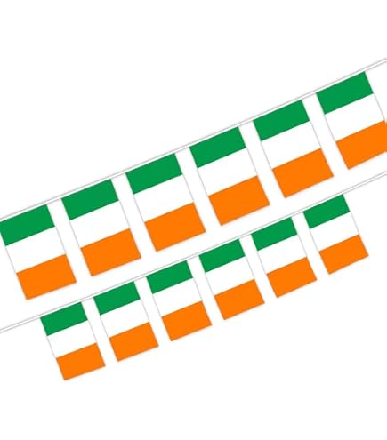 TSMD Irland-Flaggen-Set – 2 Packungen Mit Je 20 Flaggen, 1,8 M Gesamtlänge, Polyester, Für Party-Deko