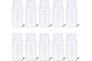 ASEVAT 10 Pcs 2 oz Airtight Pill Bottles Wide Mouth Reagent Lab Bottle, Plastic Small Bottle for Liquids, Sealed Leak-proof Water Sample Container, Translucent Medicine Jar, Chemical Containers