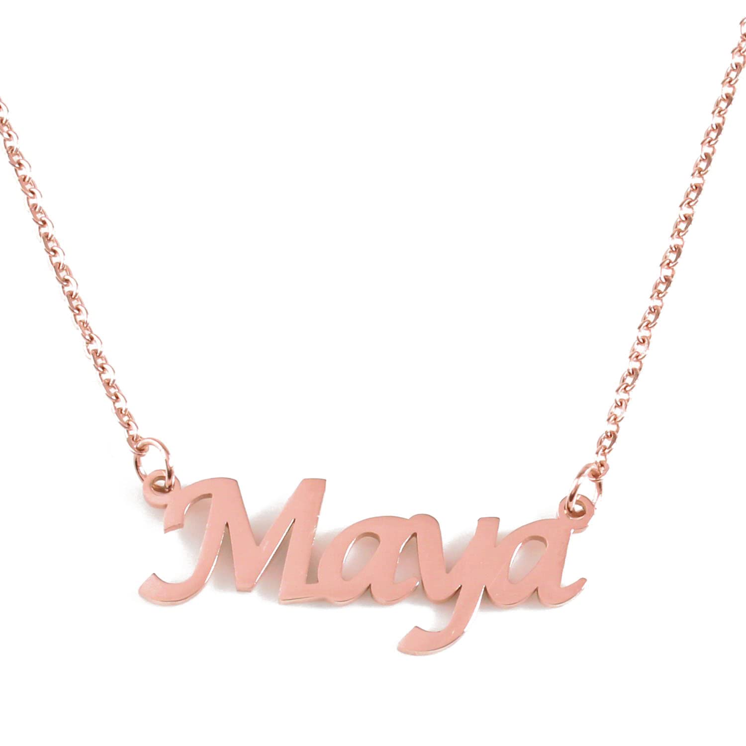 Kigu Maya Name Necklace Personalised -18K Rose Gold Plated- Custom Name Necklace-customised Jewellery for Women-Personalised Name Necklace-Name Pendant Maya