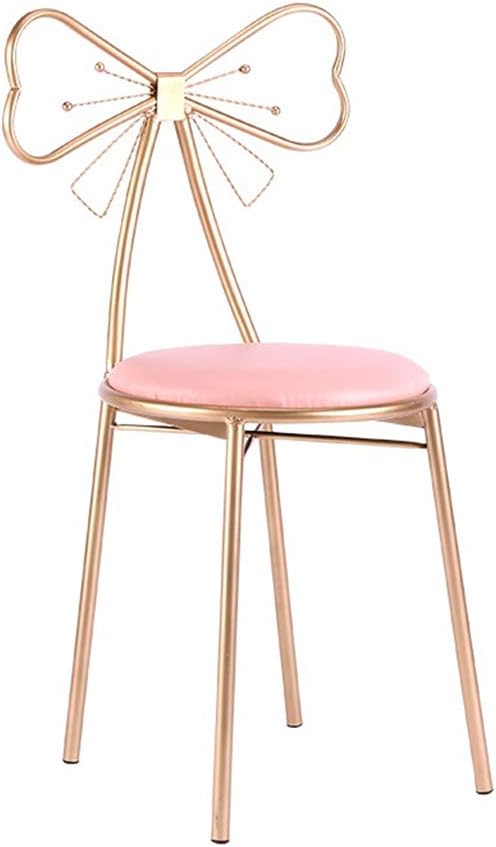Rventric Bar Chair/Dressing Stool Flannel,Garden Chair Iron Non-Slip For Dressing,Room,Restaurant,Club,Balcony,Dressing Table,Pink