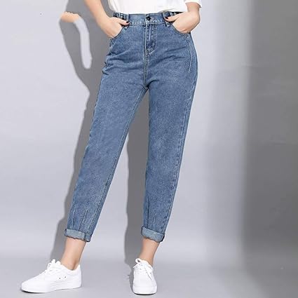 Ncaykl Flojo Harem Vintage Jeans Mujer Cintura Alta Azul Claro