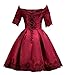 Fanhao Women's Off The Shoulders Lace Sleeves Short Evening Gown Cocktail Dress