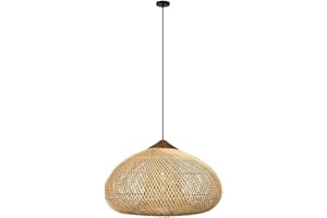 Wicker Pendant Light E27 Hanging Lights Rattan Hanging Lamp Wicker Woven Basket Lampshade,Farmhouse Industrial Boho Ceiling L