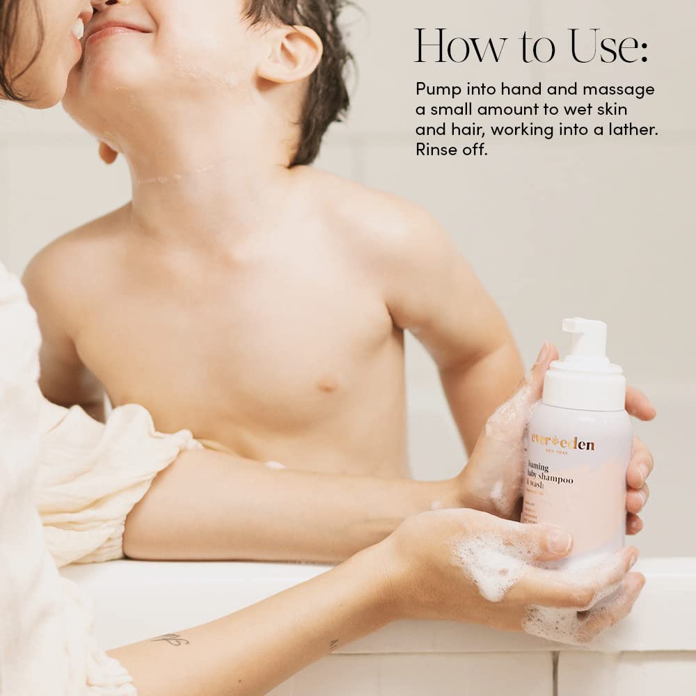 Evereden Foaming Baby Shampoo and Body Wash for Newborn 8.5 fl oz. | Clean and Unscented Baby Care | Natural and Plant Based | Non-toxic and Fragrance Free