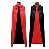 Gawertoy 59 INCH Halloween Vampire Cloak, Reversible Halloween Cosplay Cape Adult Witch Cape Magician Costume for Men and Women Halloween Costume Party, Dracula Theme Party - Red + Black