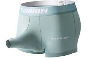 SEKEXI Men's Underwear with Split Open Gun and Bullet Medium Waist Solid Color Breathable Elephant Nose Flat Corner Pants