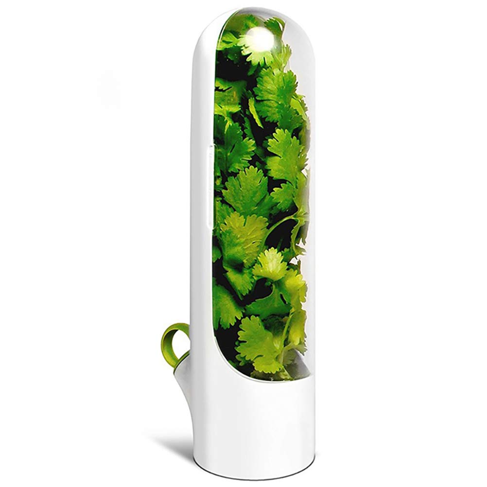 Herb Saver for Refrigerator, Herb Saver Pod Vegetable Preservation Bottle Fresh Herb Keeper for Cilantro Mint Parsley Asparagus Keeps Greens Fresh for 2-3 Weeks (White)