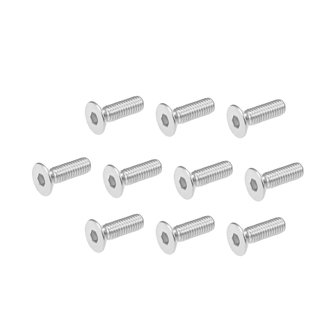 sourcing map M6x16mm Flat Head Machine Screws Inner Hex Screw 304 Stainless Steel Fasteners Bolts 20Pcs