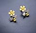 Gold Plated Bee Stud Dangle Drop Earrings for Women Yellow Flower Crystal Jewelry by SUNSCSC