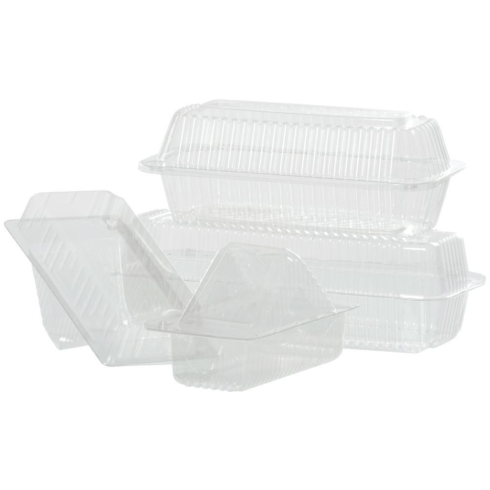 Carryout Sandwich Container Hinged Clear Polystyrene Medium