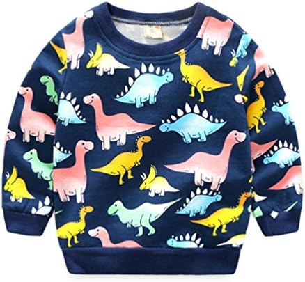 Boys' Girl's kids Dinosaur Car Printing long sleeve Cotton T-Shirts Cartoon Tops