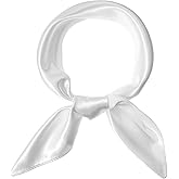 White Silk Feeling Scarf for Women, 23.6 Inch Square Head Scarves Satin Bandana Retro Purse Scarf for Handbags Neck Scarves for Costume Accessory