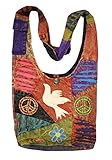 Boho Bohemian Recycled Ripped Razor Cut Patch Peace Om Signs Sling Crossbody Monk Bag Purse Nepal