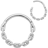 365 Sleepers 316L Surgical Steel Hypoallergenic 16G Chain Link Septum Jewelry Hinged Segment Ring Body Piercing Hoop Lip Rings Helix Cartilage Rook Sleeper Earrings 8mm – 10mm