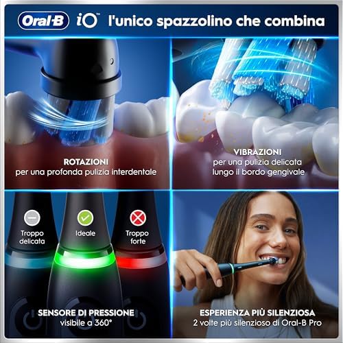 iO 6 Spazzolino Elettrico, 3 Testine di Ricambio, Custodia, Nero