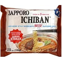 Sapporo Ichiban Japanese Style Noodles and Beef Flavored Soup, 3.5-Ounce (Pack of 8)