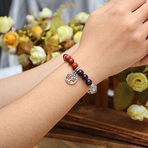 Jovivi-7-Chakras-Yoga-Meditation-Healing-Balancing-Round-Stone-Beads-Stretch-Bracelet-with-Tree-of-LifeLotusOM-Symbol-Charm