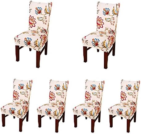 Vpawn Stretch Removable Washable Short Dining Chair Protector Cover Slipcover, 6 Pack (3)