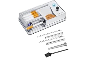 KUGUAN Electric Cigarette Rolling Machine Cigarette Injector Machine with Automatic Counter Tobacco Roller Maker 3 in 1 for Size of Tubes King/Regular/Slim 100s Cigarette and Pre Roll Cones (Silver)