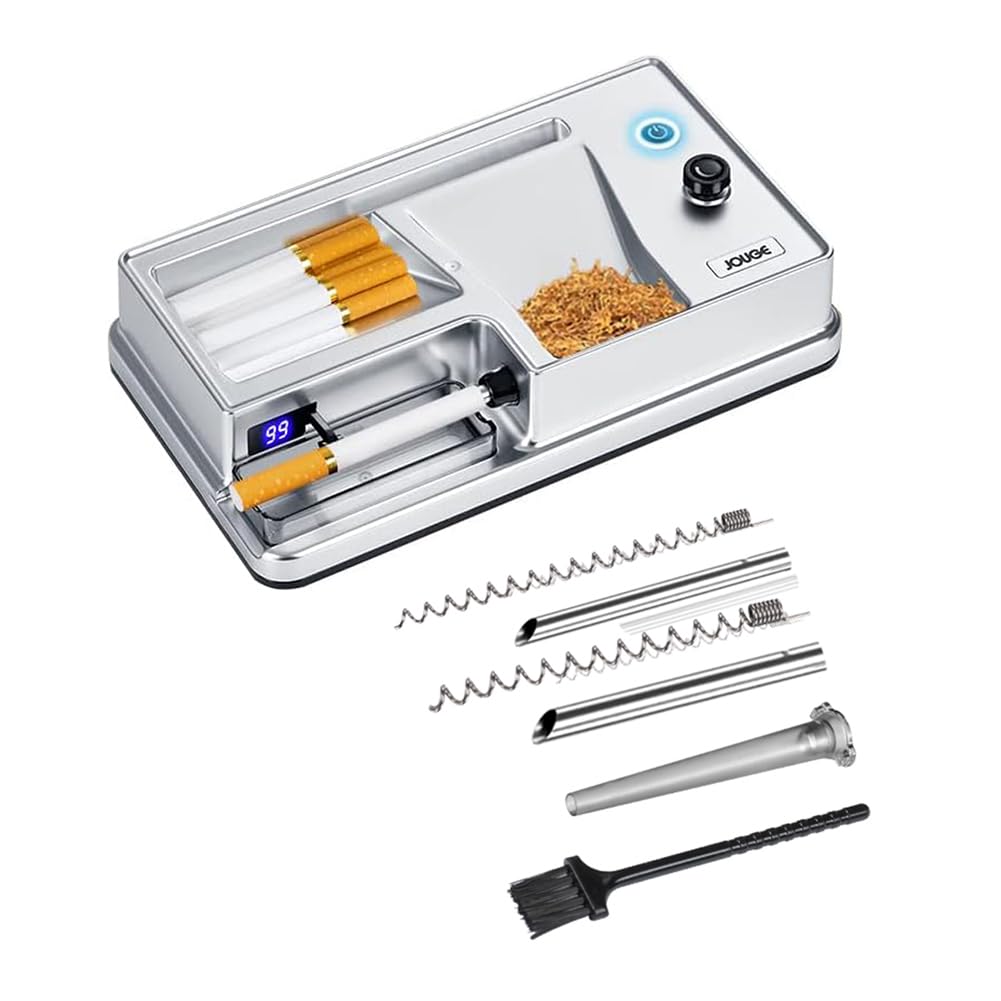 Photo 1 of Electric Cigarette Rolling Machine Cigarette Injector Machine with Automatic Counter Tobacco Roller Maker 3 in 1 for Size of Tubes King/Regular/Slim 100s Cigarette and Pre Roll Cones (Silver)