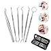 Laswumen Dental Tools,6 Piece Set Dental Pick Oral Care Kit,Stainless Steel Dental Hygiene Kit Set, Dentist Home Use Teeth Cleaning Instruments Set