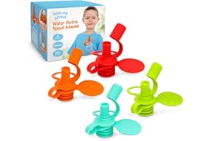 Morlike Living Water Bottle Spout Adapter, Silicone Baby Water Bottle Adapter for Toddlers, Protects Kids Mouth - No Spill & BPA Free (Mix - 4 Pack)