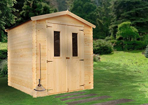 TIMBELA M343C ABRI de Jardin en Bois Exterieur - Cabane de Jardin en Pin/épicéa- H218 x 200 x 200 cm, 3.53 m² - EP. 19 mm