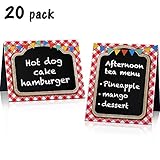 Blulu 20 Pieces Picnic Party Chalkboard Tent Cards BBQ Theme Double Sided Mini Blackboard for Wedding Picnic Birthday Party