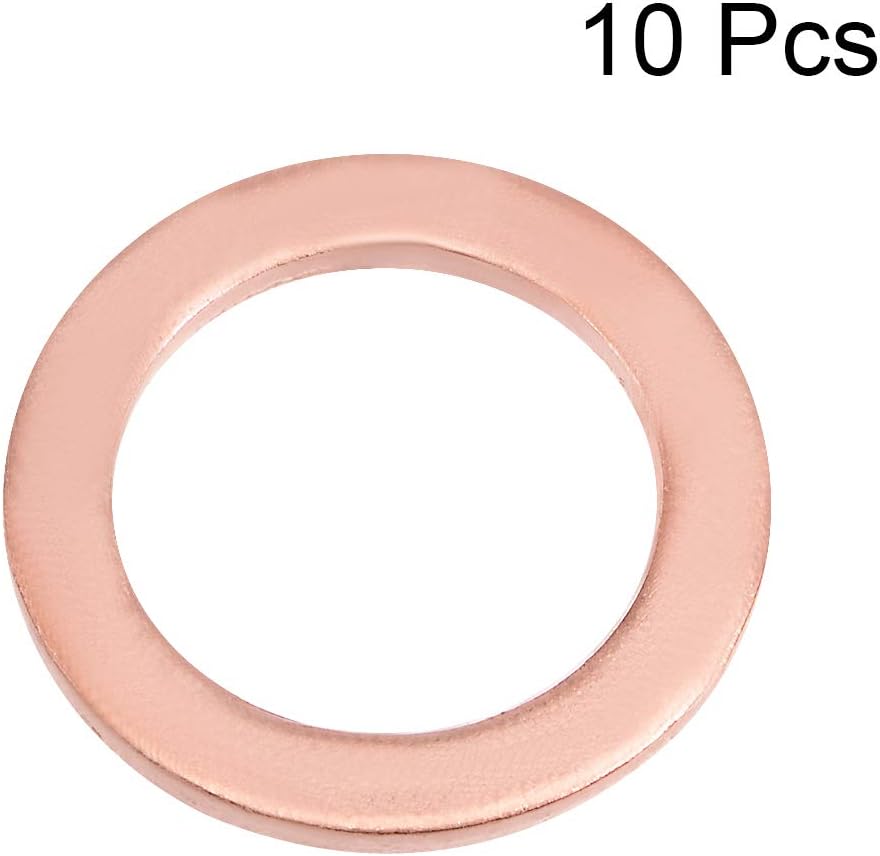 sourcing map 10Pcs 14mm x 20mm x 1.5mm Copper Flat Washer for Screw Bolt - Image 3